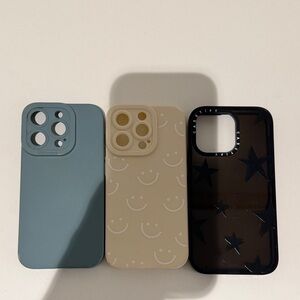 Casetify Trio: Blue, Cream Smiley, and Black Star Cases